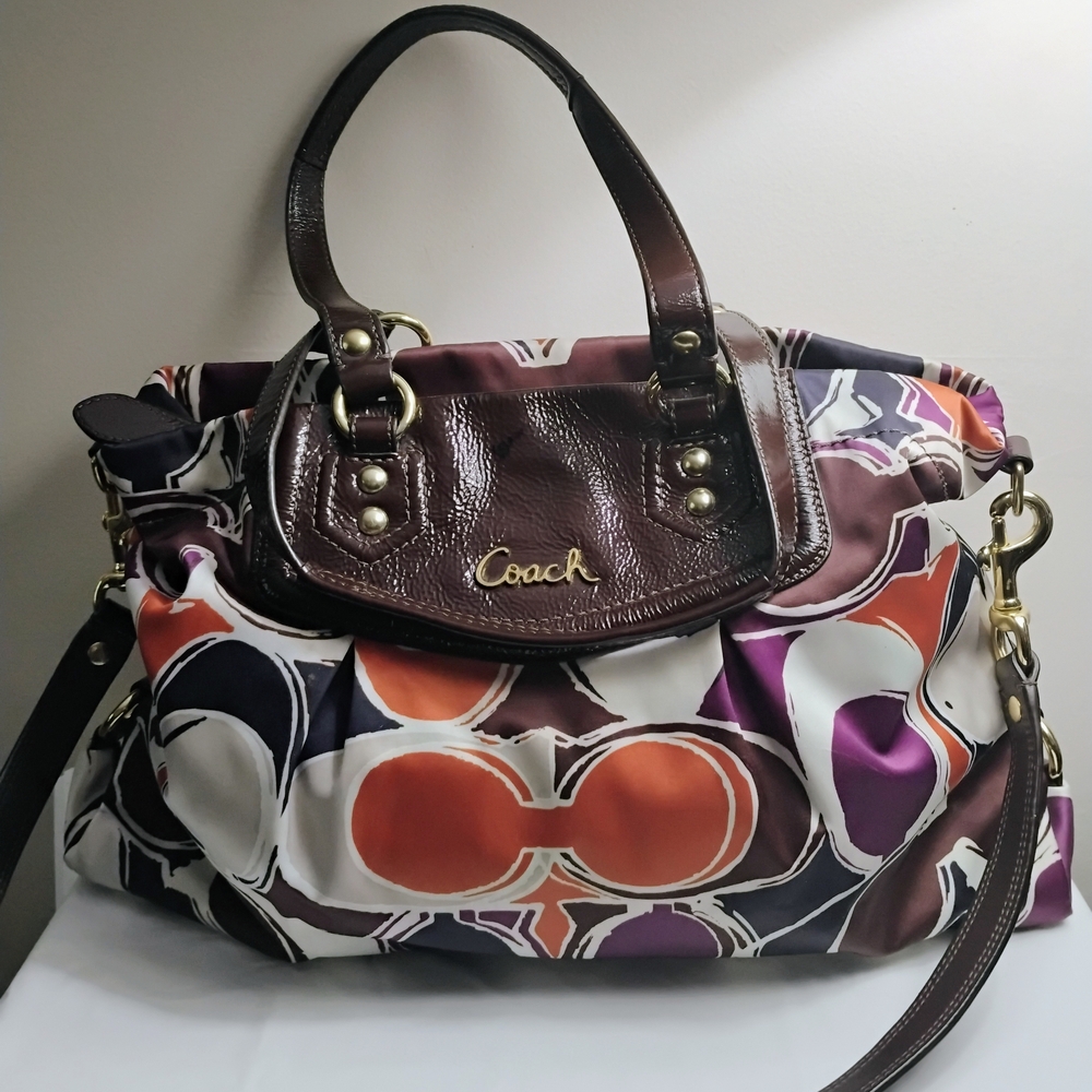 Coach Brown and Multicolor Shoulder Bag